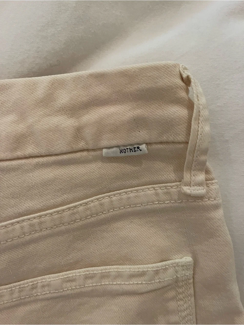 High-Waist Wide Leg Cream Mother Jeans - Picture 4 of 7